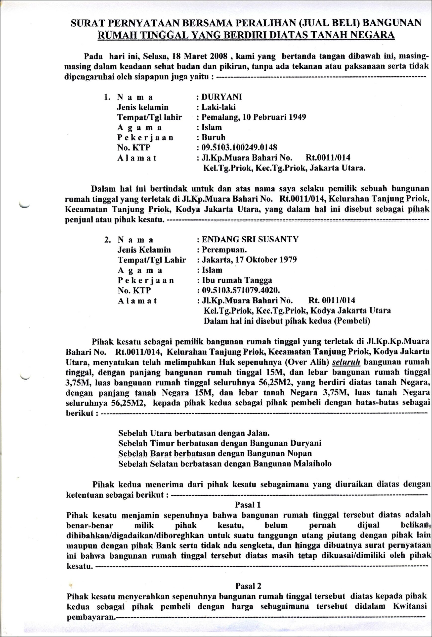 Contoh Surat Keterangan Penggunaan Tanah Pdf