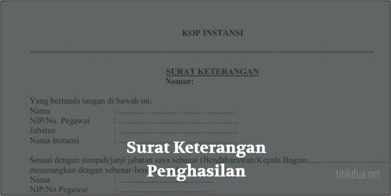 Contoh Surat Keterangan Penghasilan Bahasa Inggris