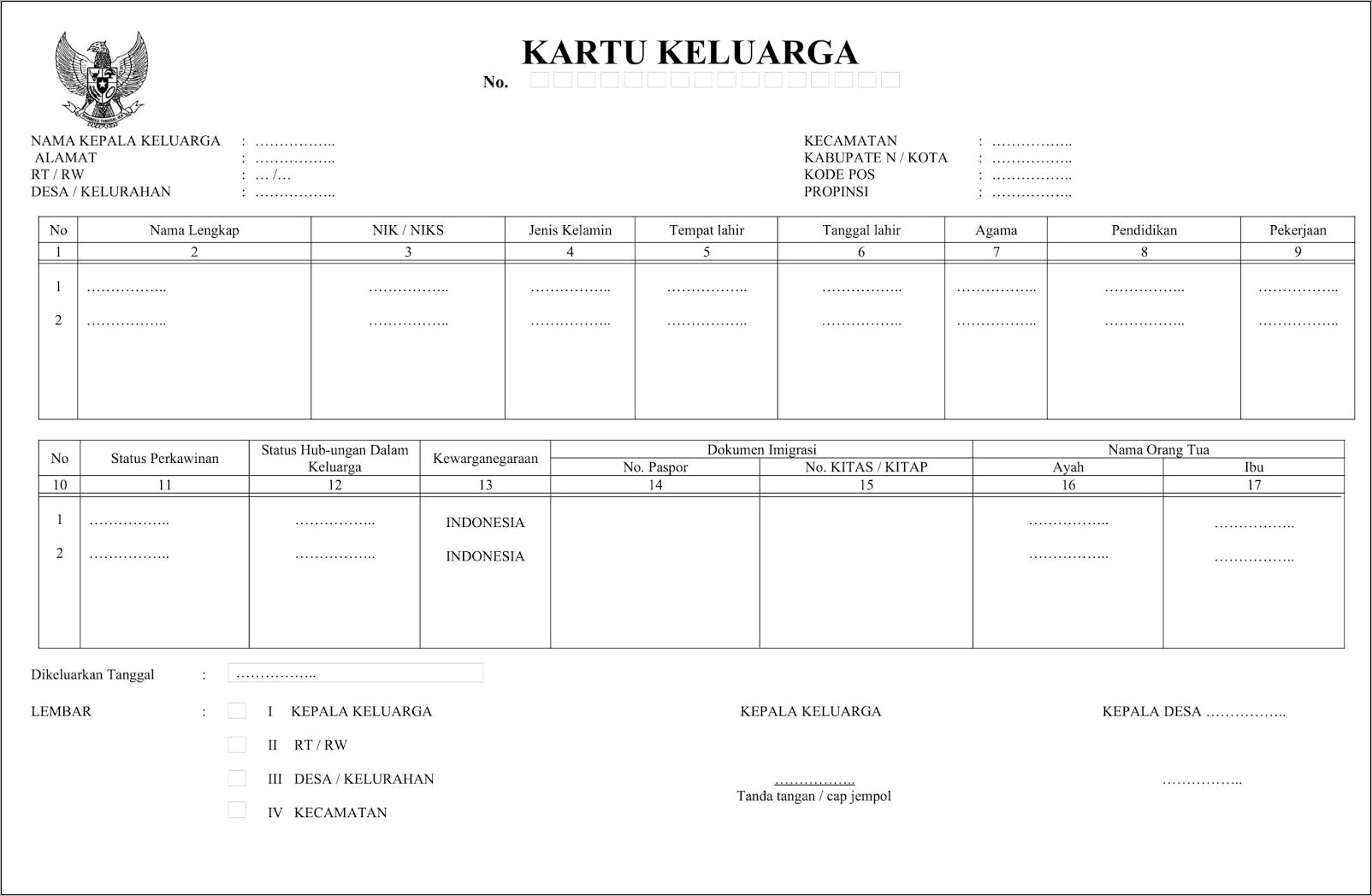 Contoh Surat Keterangan Pengurusan Kartu Keluarga Dari Desa