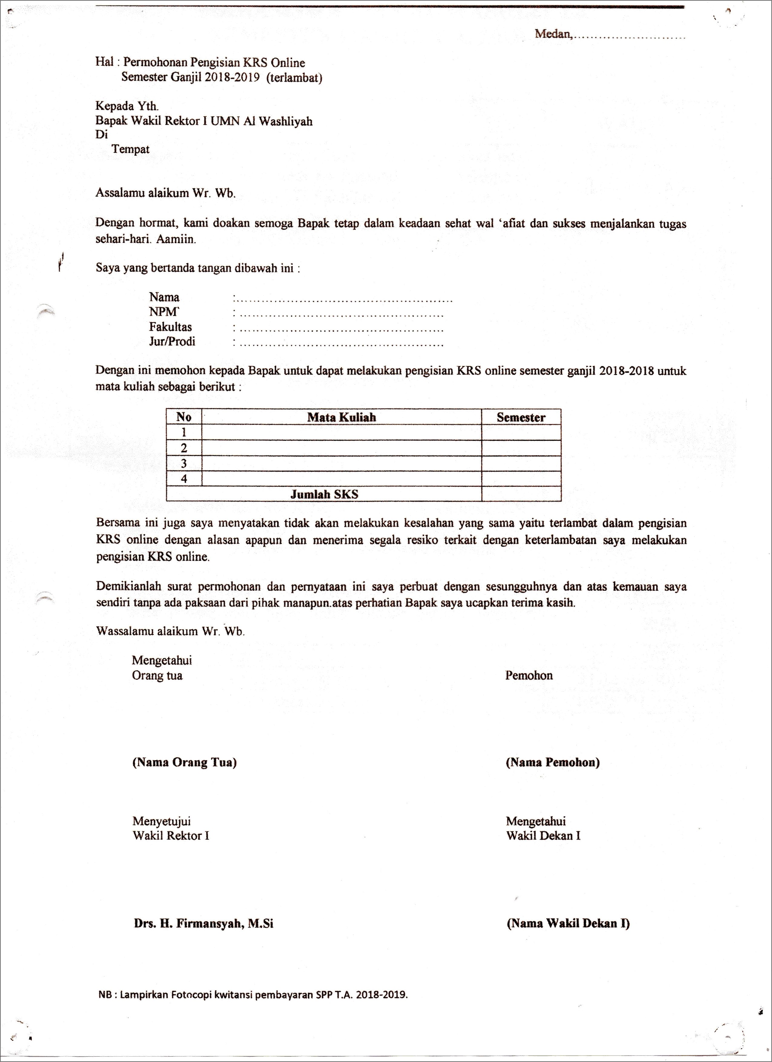 Contoh Surat Keterangan Pengurusan Krs