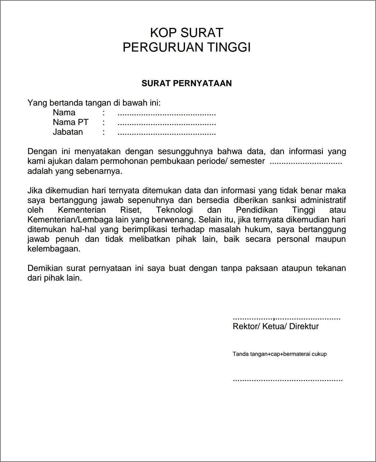 Contoh Surat Keterangan Perbaikan Shun