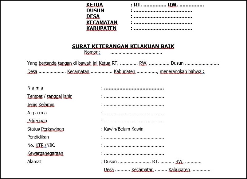 Contoh Surat Keterangan Perilakuan Baik Dari Smk