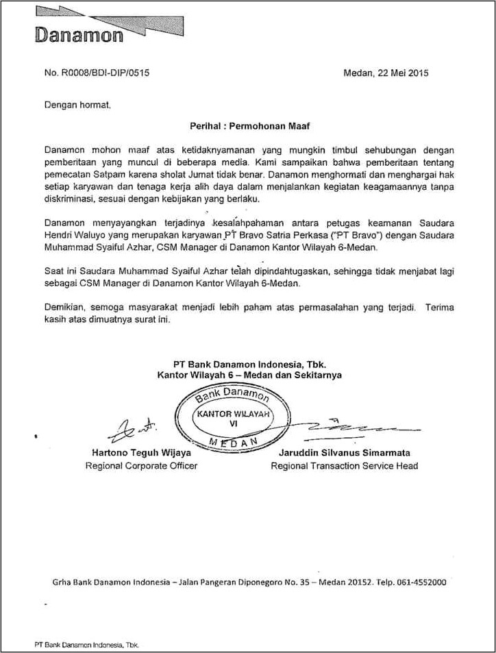 Contoh Surat Keterangan Perizinan