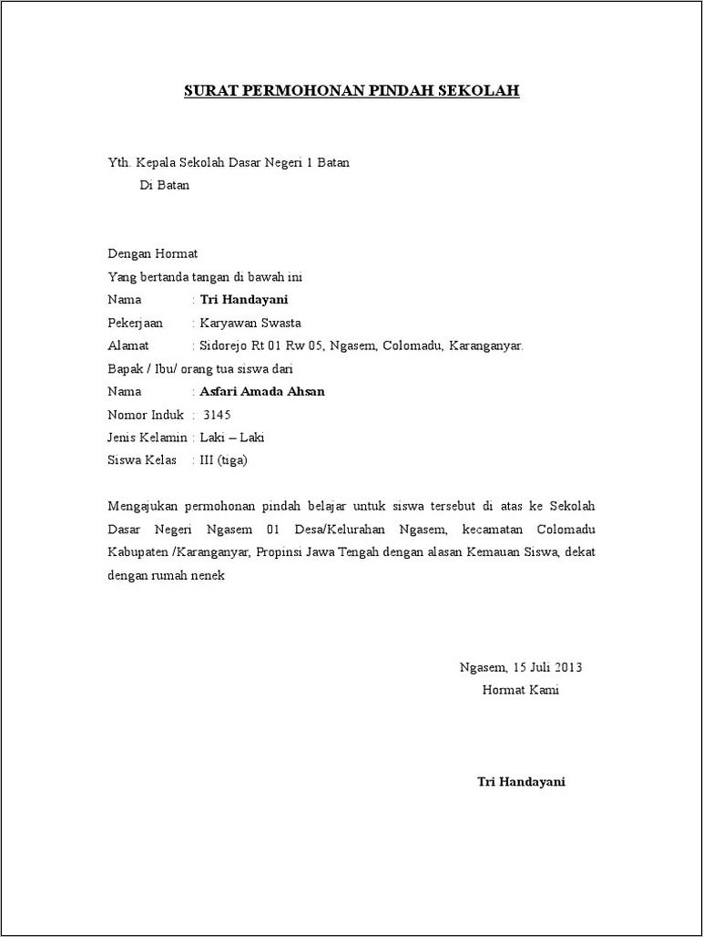 Contoh Surat Keterangan Pindah Ktp Dri Kota Bulkumba