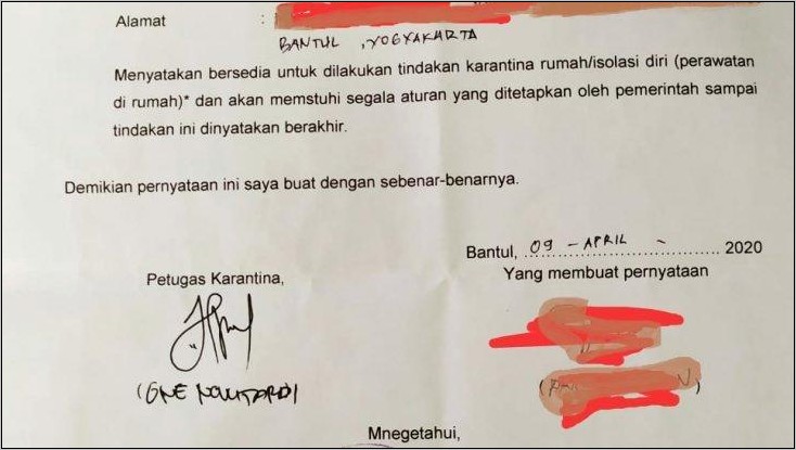 Contoh Surat Keterangan Polines