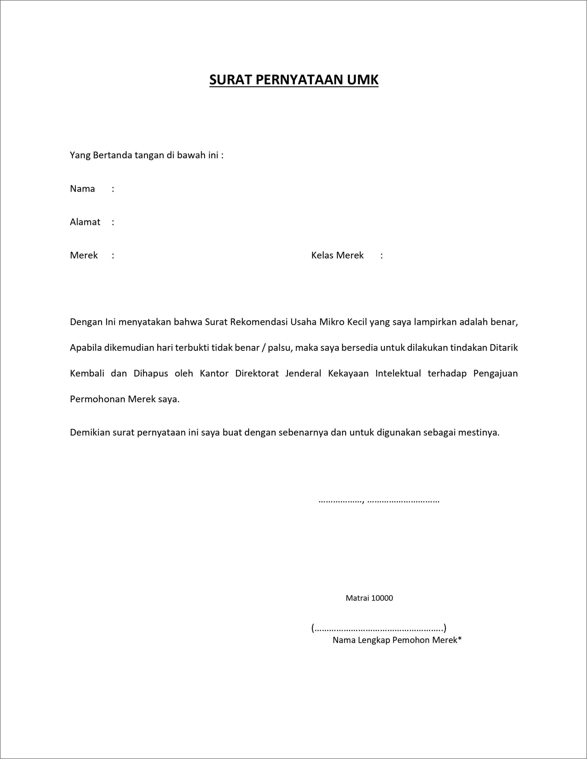 Contoh Surat Keterangan Produk