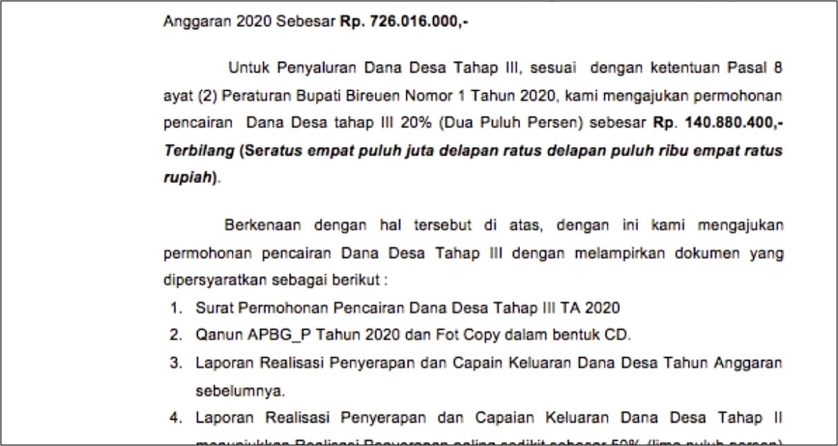 Contoh Surat Keterangan Proses Pencairan