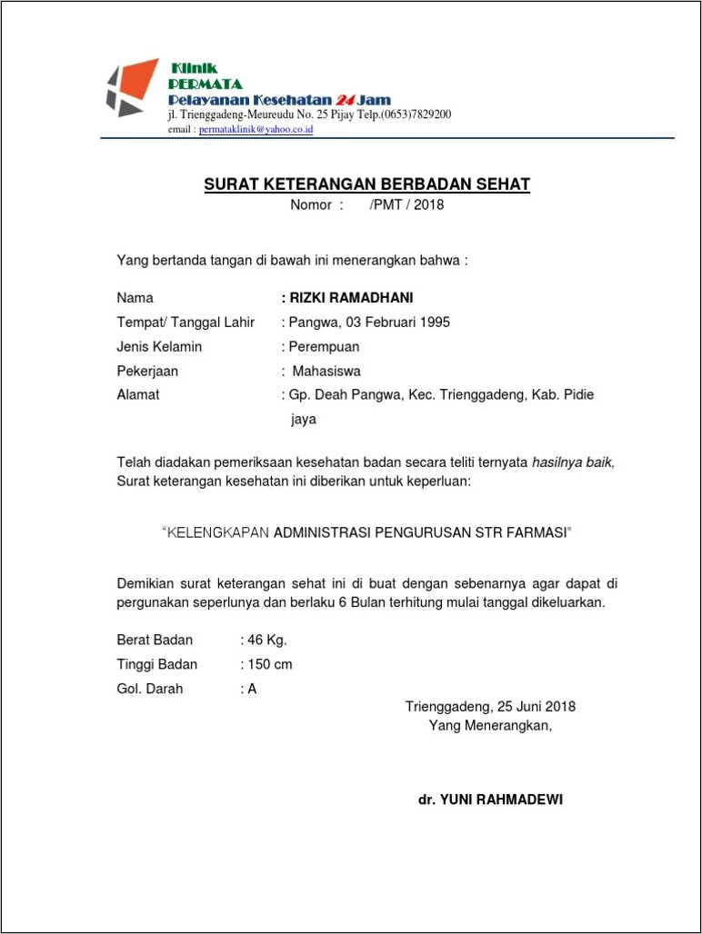 Contoh Surat Keterangan Rekap Pasien Untuk Rekomendasi Str Dokter