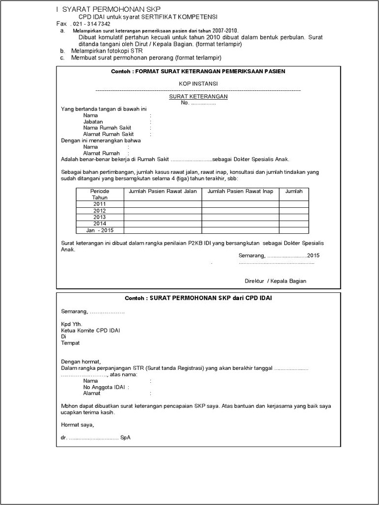 Contoh Surat Keterangan Rekap Pasien Untuk Rekomendasi Str