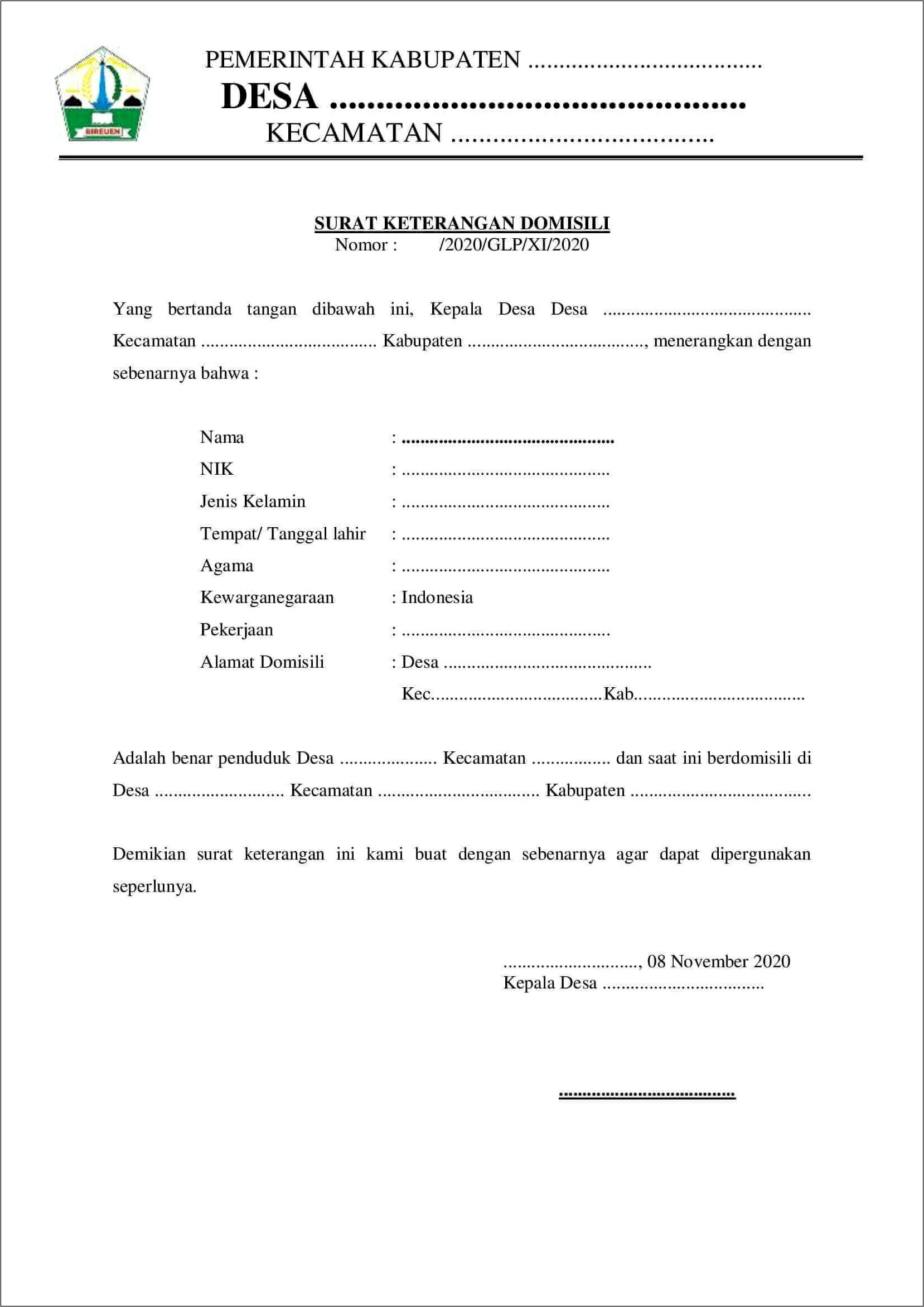 Contoh Surat Keterangan Rt Tentang Objek Pajak