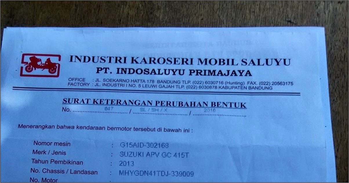 Contoh Surat Keterangan Rubah