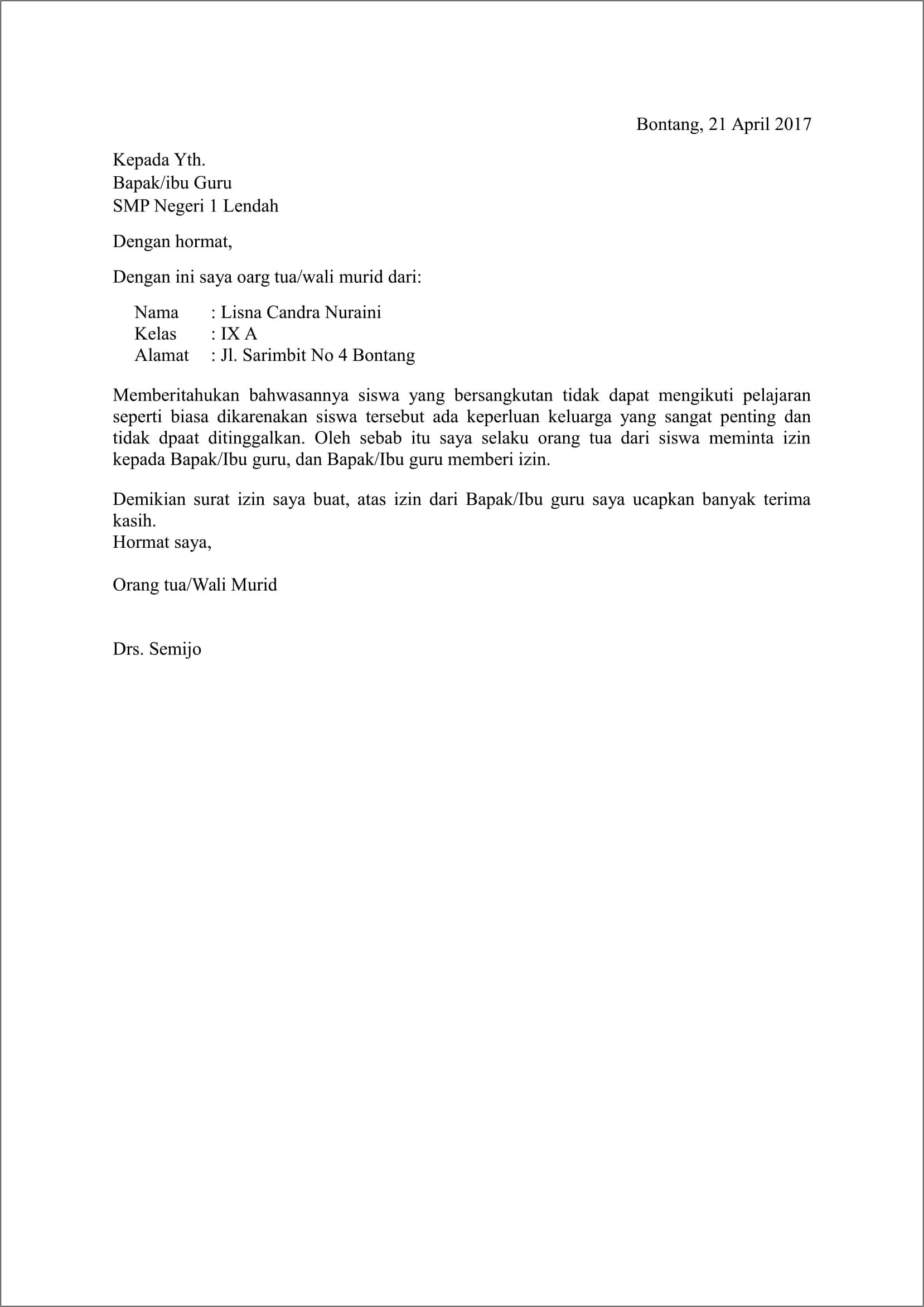 Contoh Surat Keterangan Sakit Guru