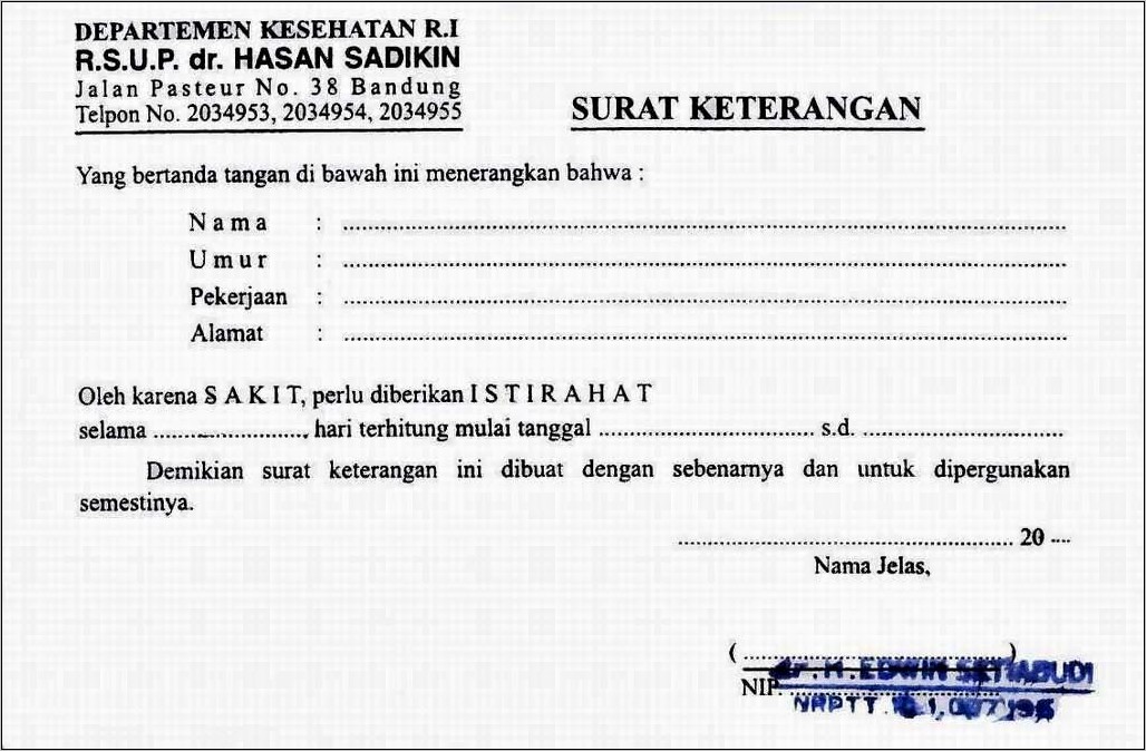 Contoh Surat Keterangan Sakit Klinik Palsu Jakarta Selatan  Surat