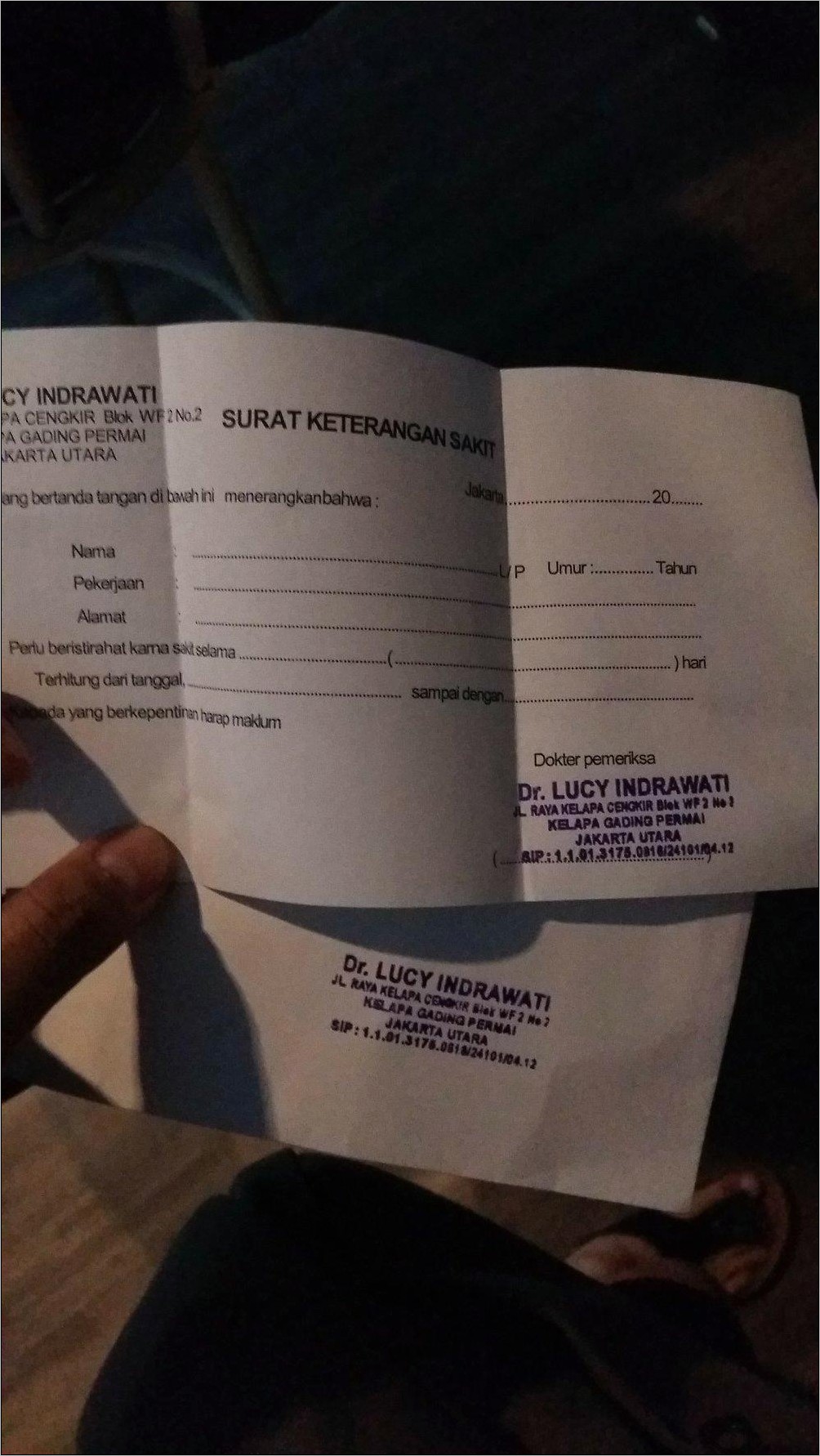 Contoh Surat Keterangan Sakit Rumah Sakit Premier Jatinegara