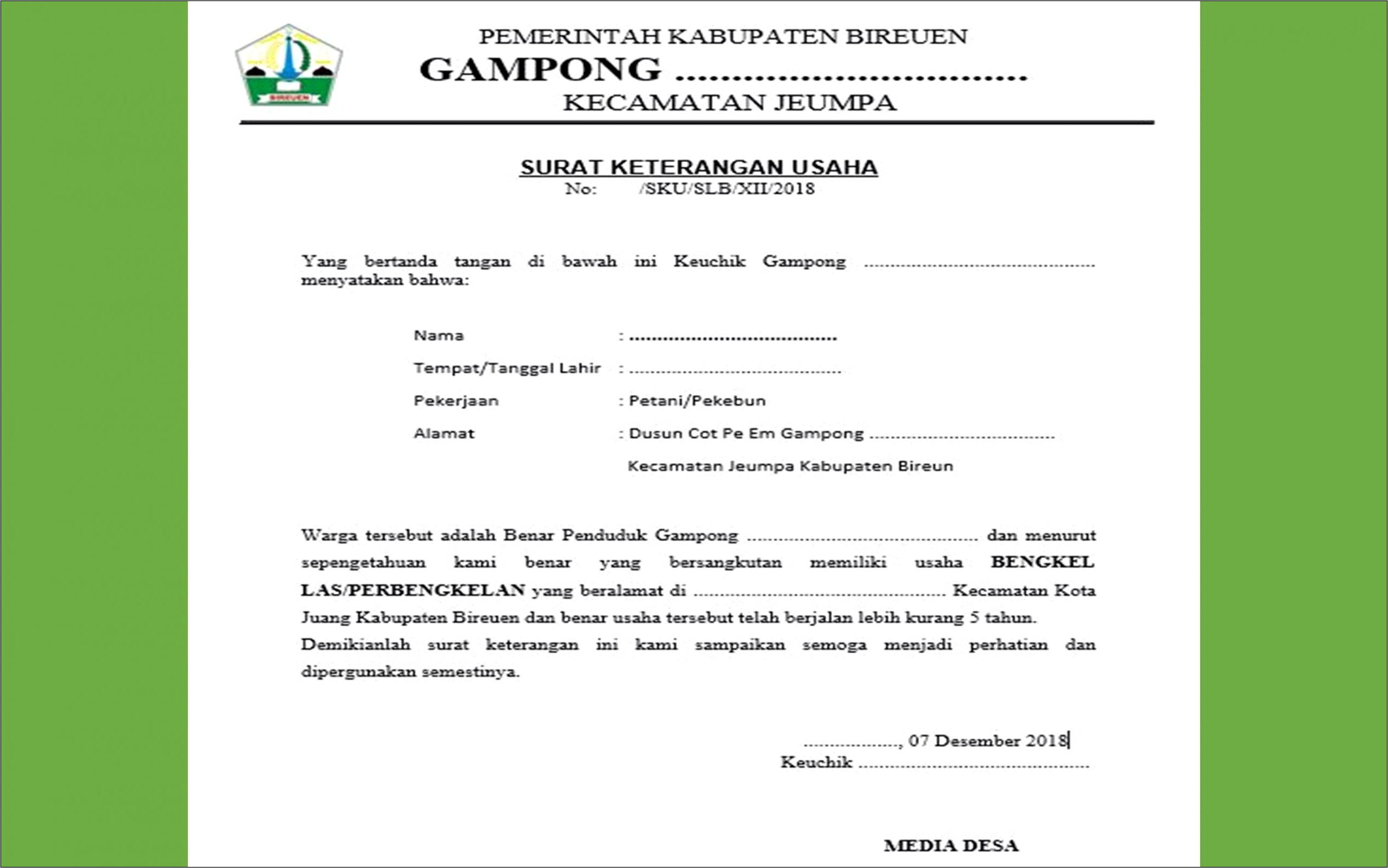 Contoh Surat Keterangan Salah Pengetikan Nama