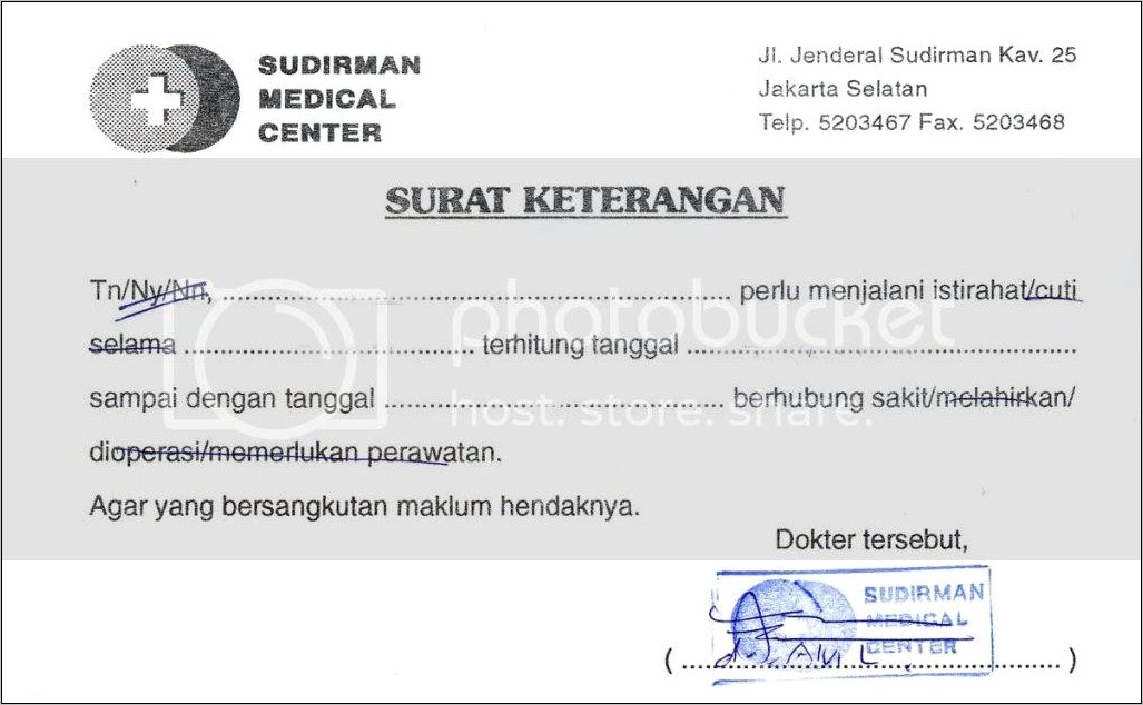 Contoh Surat Keterangan Sehat Dari Dokter Pemerintah Jakarta