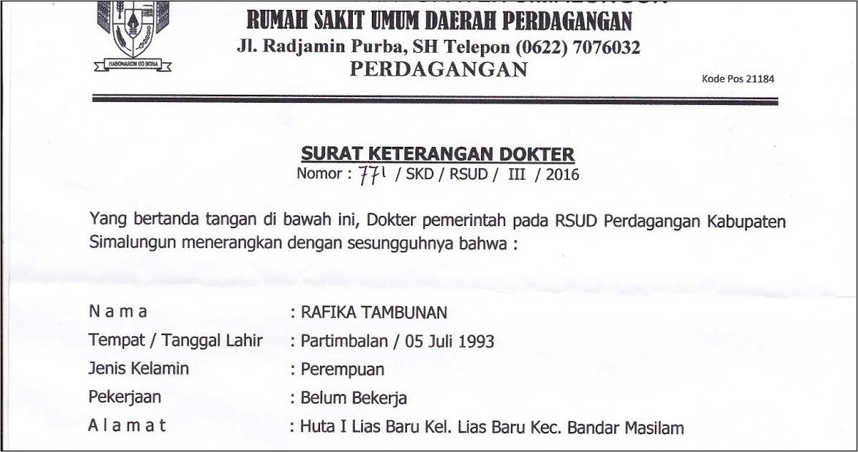 Contoh Surat Keterangan Sehat Jasmani Dan Rohani Untuk Kpps