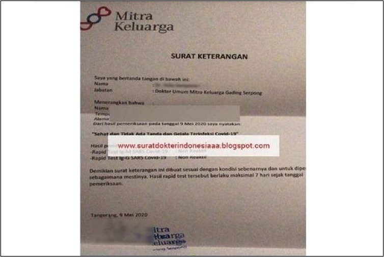 Contoh Surat Keterangan Sehat Kabupaten Lombok Timur