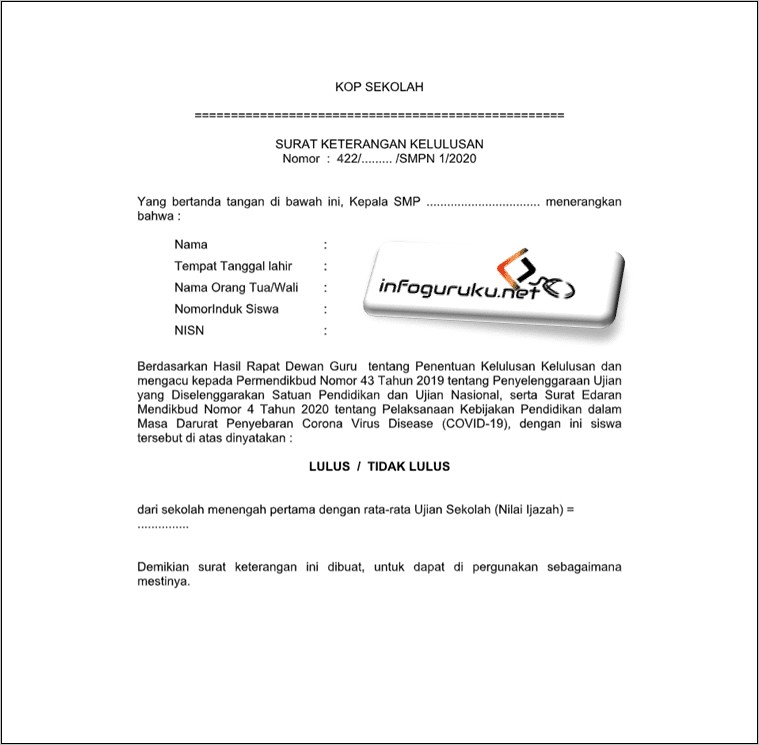Contoh Surat Keterangan Sekolah Di Sini