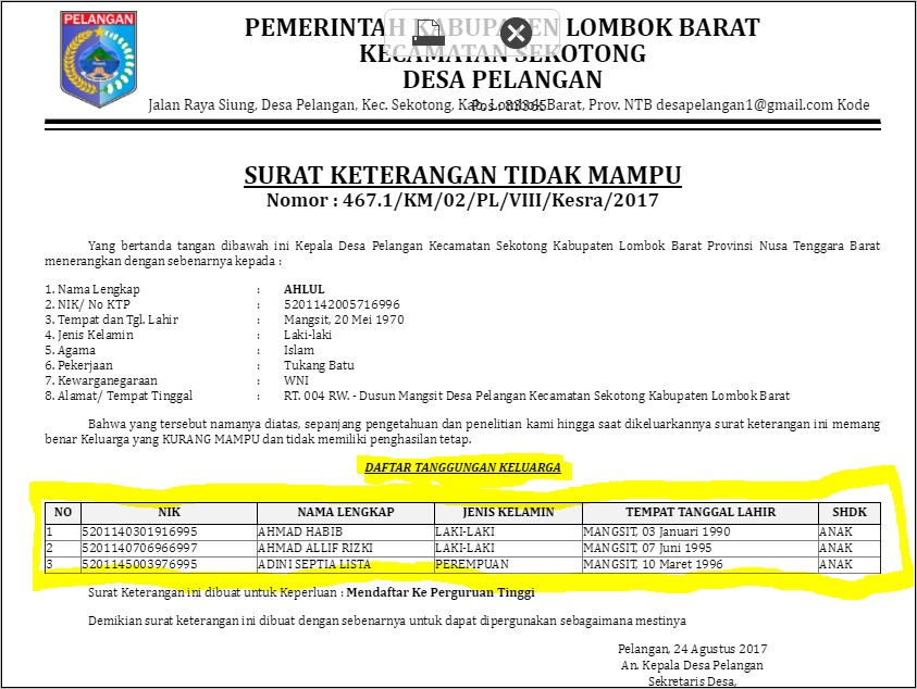 Contoh Surat Keterangan Siswa Berprestasi Akademik