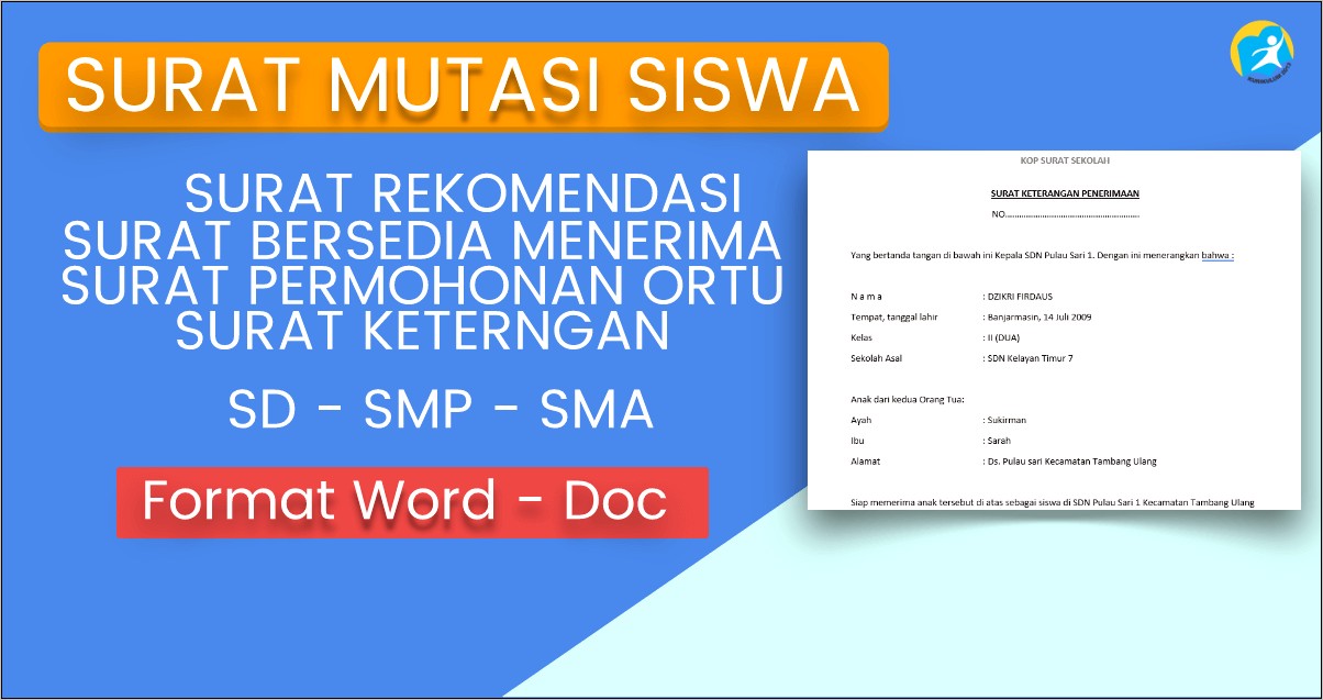 Contoh Surat Keterangan Siswa Bersekolah Word