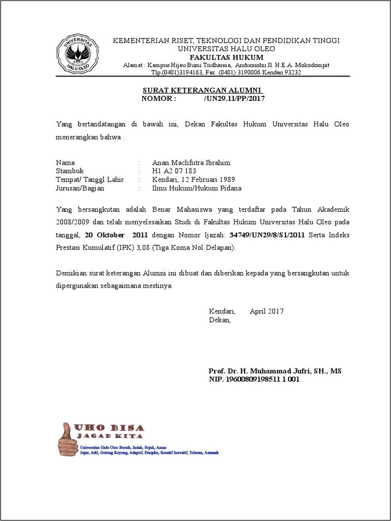 Contoh Surat Keterangan Siswa Lulusan Terbaik