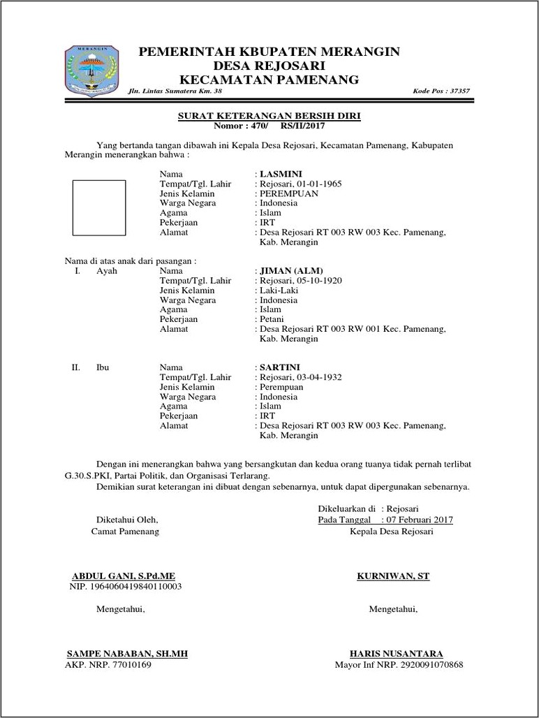 Contoh Surat Keterangan Syahadah Doc