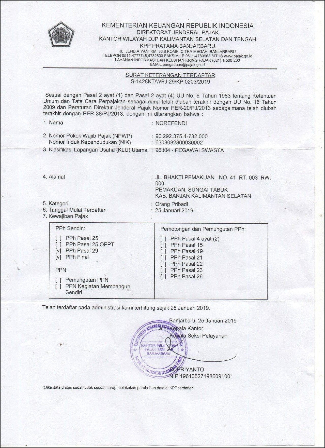 Contoh Surat Keterangan Terdaftar Yayasan