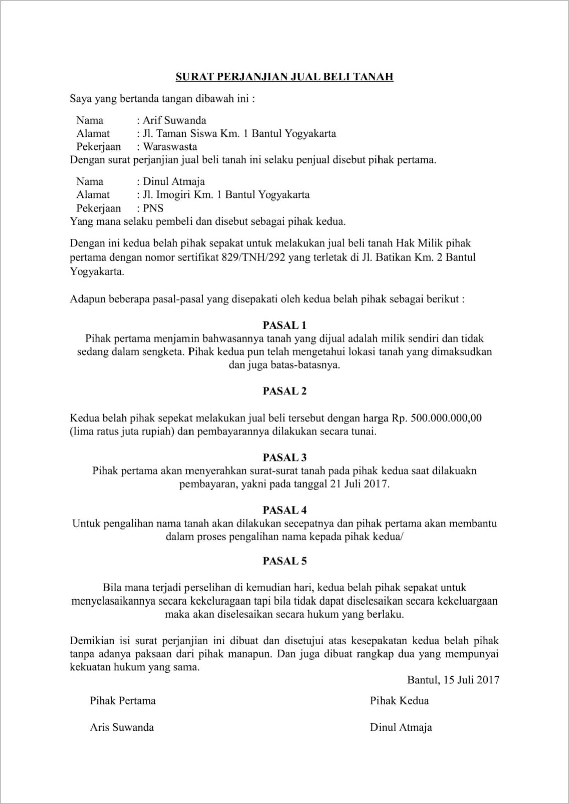 Contoh Surat Keterangan Tidak Akan Sambilan