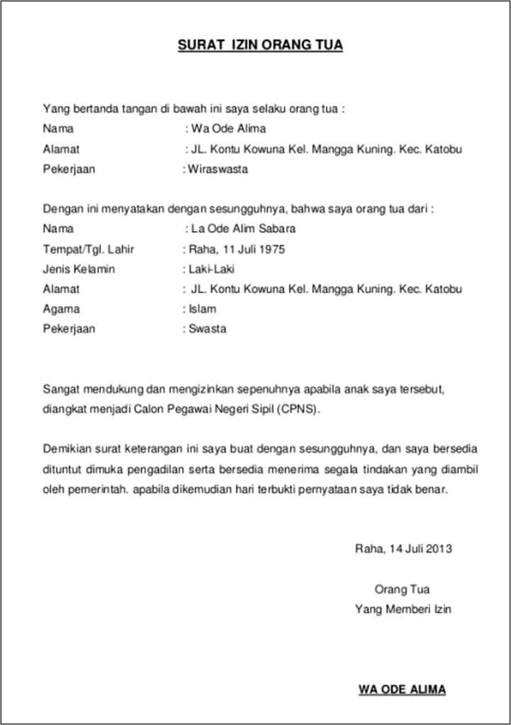 Contoh Surat Keterangan Tidak Bisa Hadir Ke Pengadilan