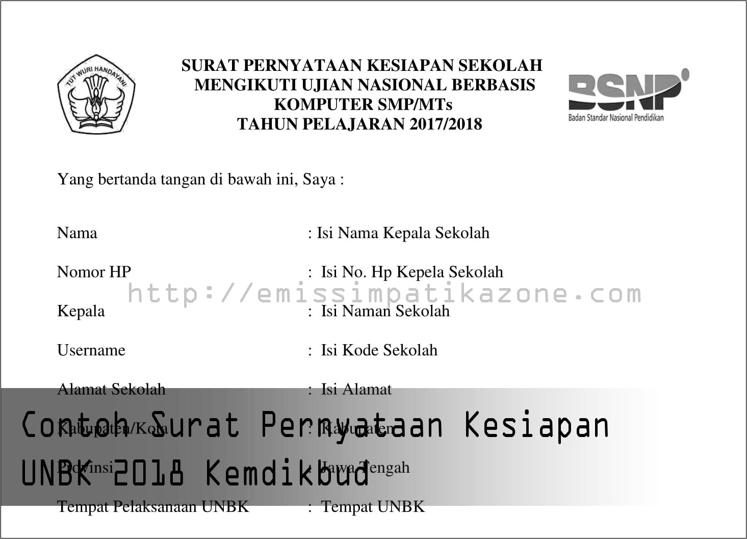 Contoh Surat Keterangan Tidak Ikut Ujian