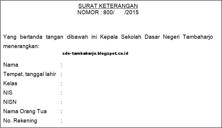 Contoh Surat Keterangan Tidak Mampu Untuk Keperluan Operasi