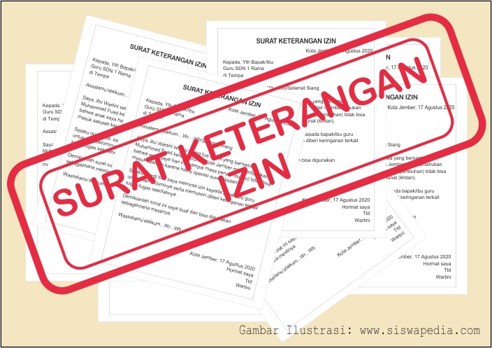 Contoh Surat Keterangan Tidak Masuk Sekolah Karena Izin