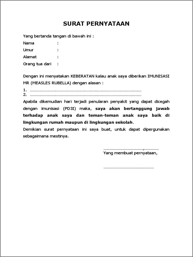 Contoh Surat Keterangan Tidak Mengikuti Jkn Sekolah