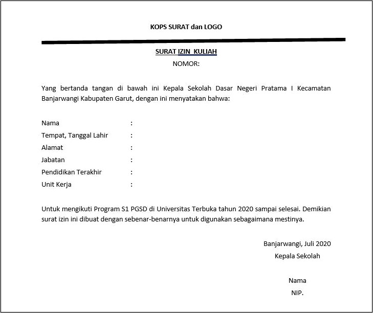 Contoh Surat Keterangan Tidak Mengikuti Kuliah Dari Perusahaan