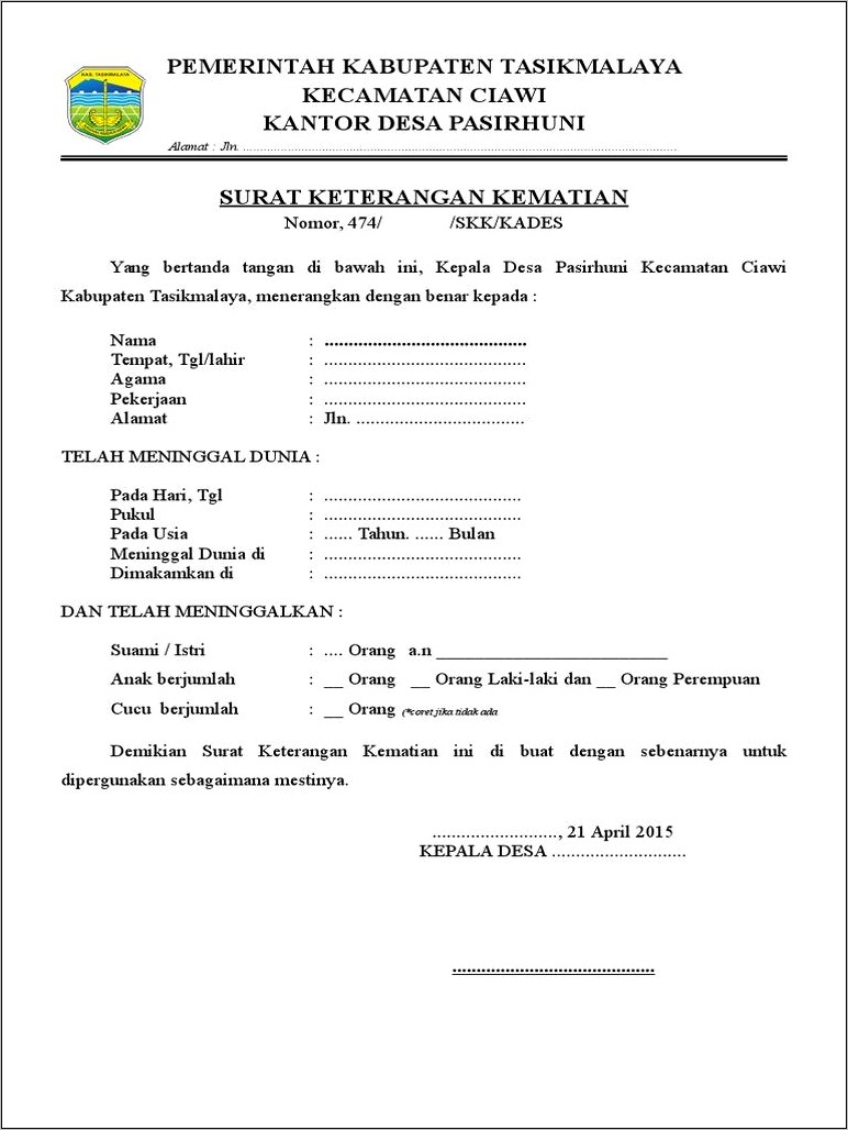 Contoh Surat Keterangan Tidak Meninggalkan Tugas Kantor