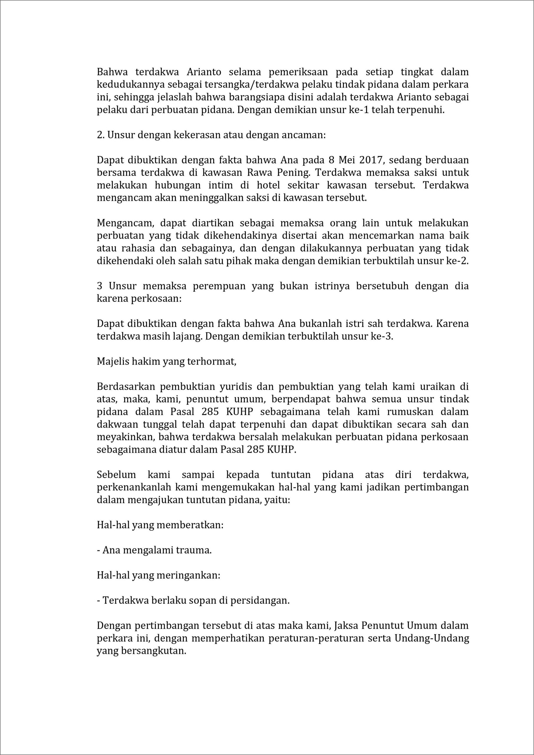 Contoh Surat Keterangan Tindak Pidana