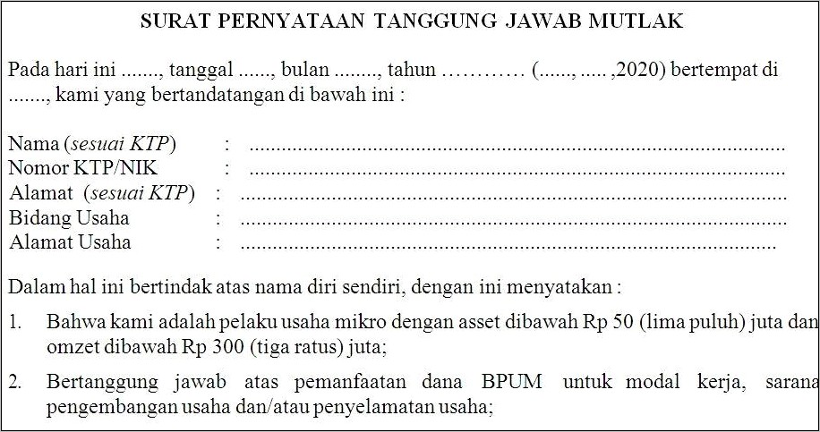 Contoh Surat Keterangan Umkm