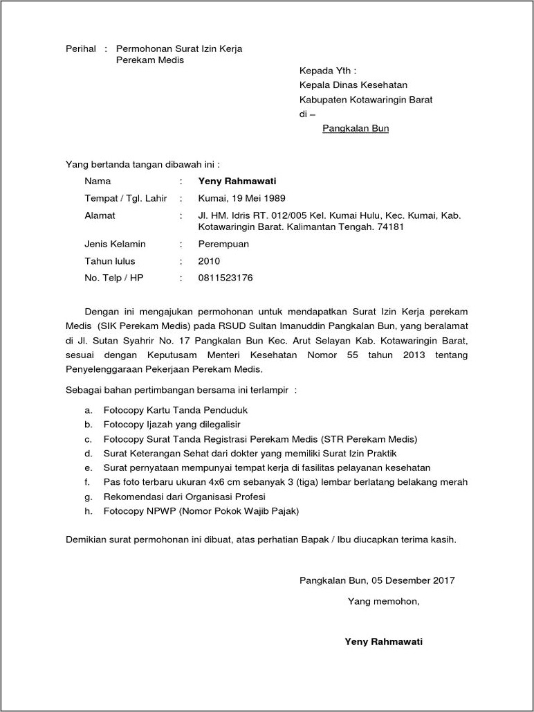 Contoh Surat Keterangan Untuk Bahan Pertimbangan