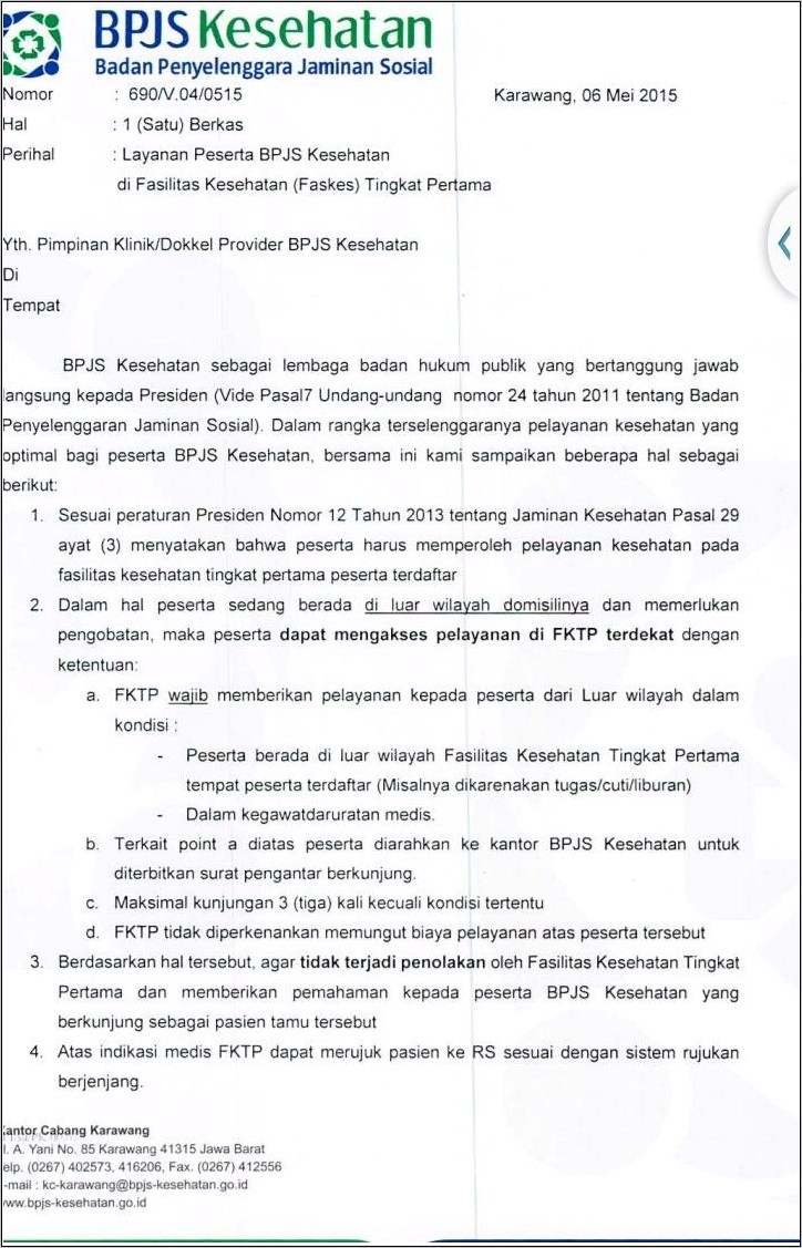 Contoh Surat Keterangan Untuk Bpjs Kesehatan Untuk Meminta Mengupdate Nik