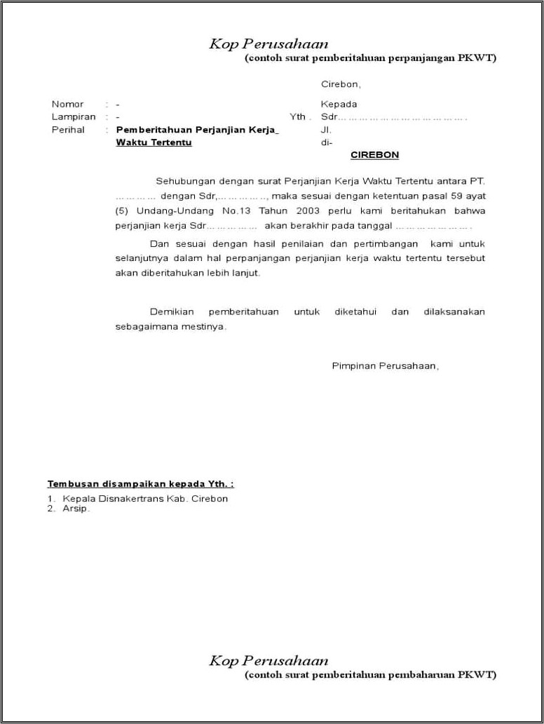 Contoh Surat Keterangan Waktu