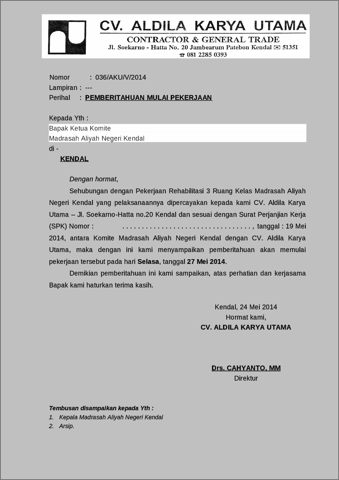 Contoh Surat Keterangan Warga Lingkungan Gereja