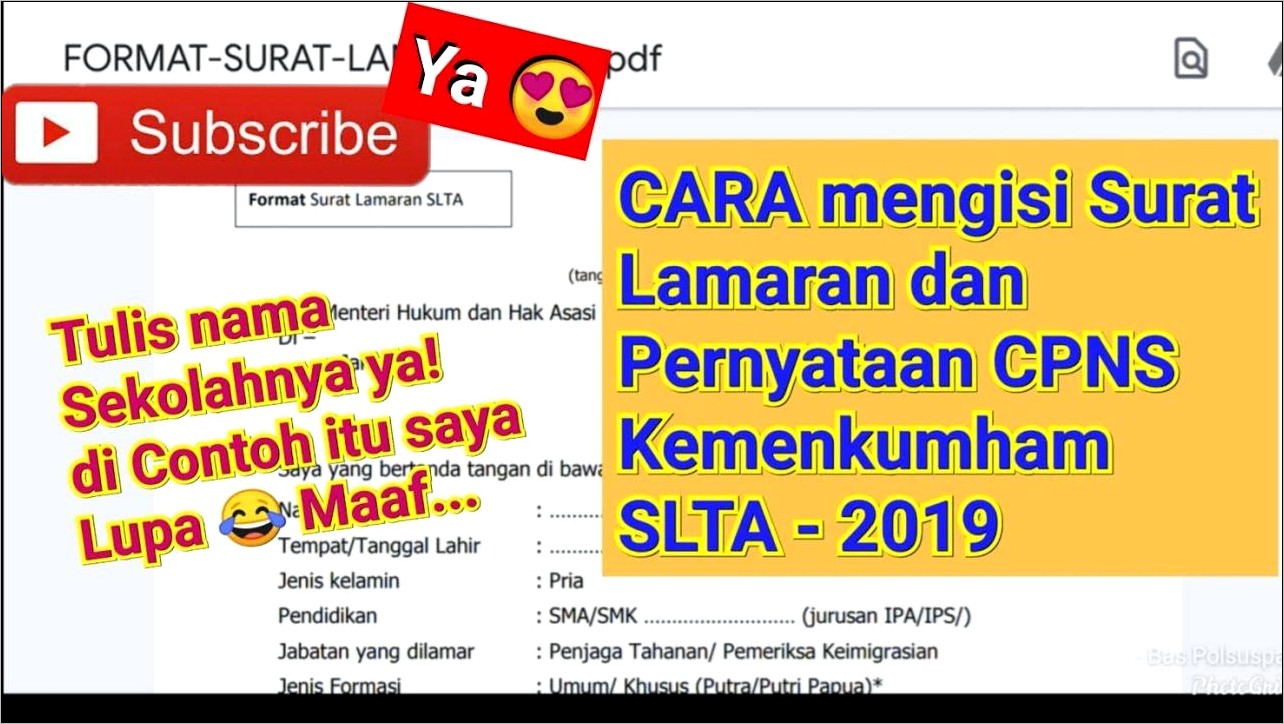 Contoh Surat Lamara Dan Surat Pernyataan Cpns 2019