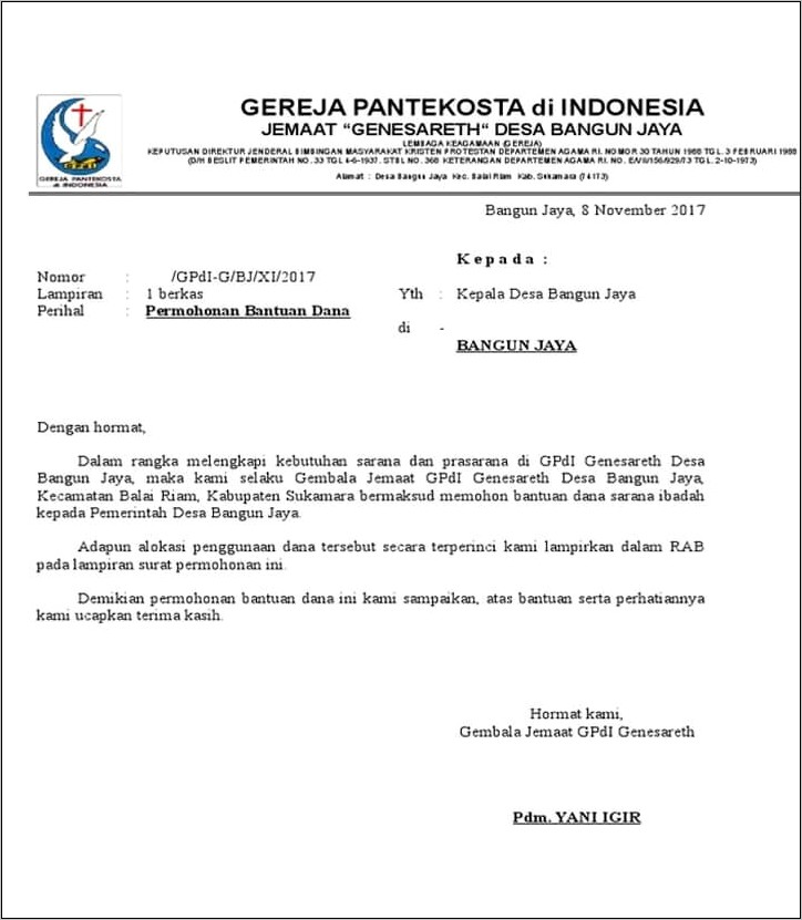 Contoh Surat Mohon Izin Menggunakan Gereja Untuk Natal