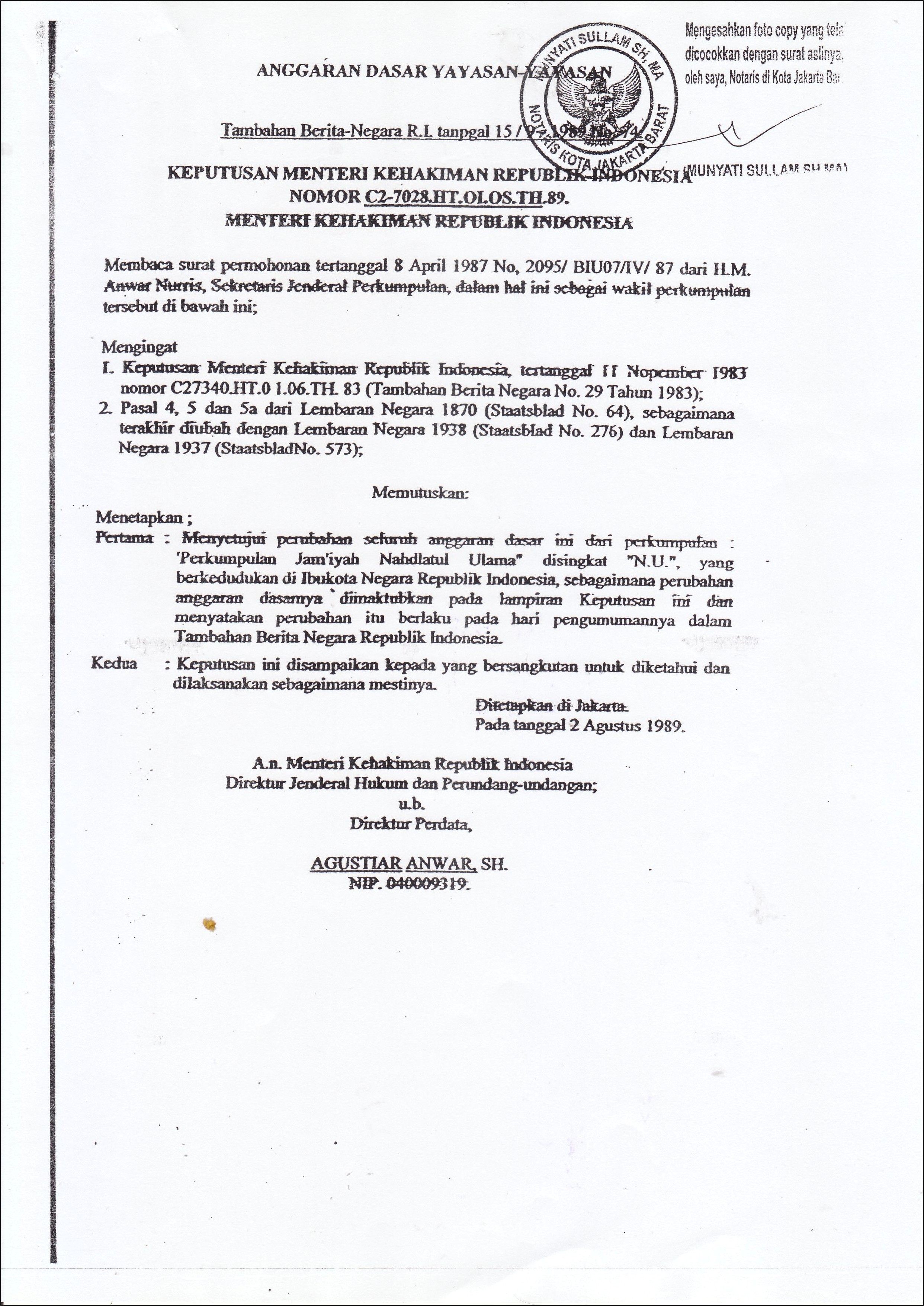 Contoh Surat Mohon Perubahan Anggaran