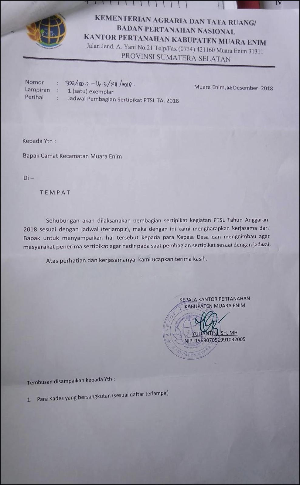 Contoh Surat Pemalsuan Keterangan Oleh Pihak Di Kantor Pertanahan