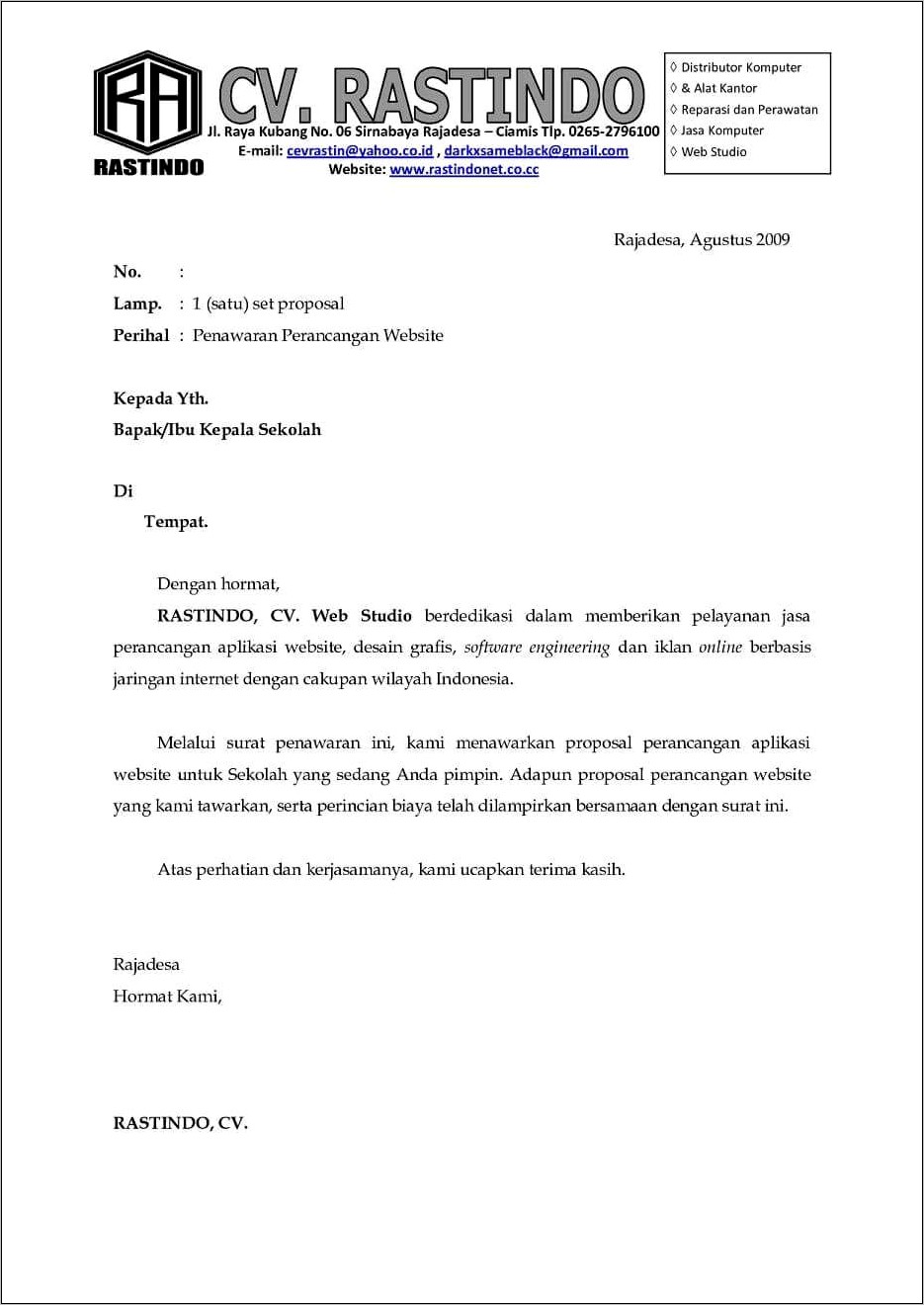 Contoh Surat Penawaran Perjanjian Kerjasama Antara Rumah Sakit Dan Perusahaan
