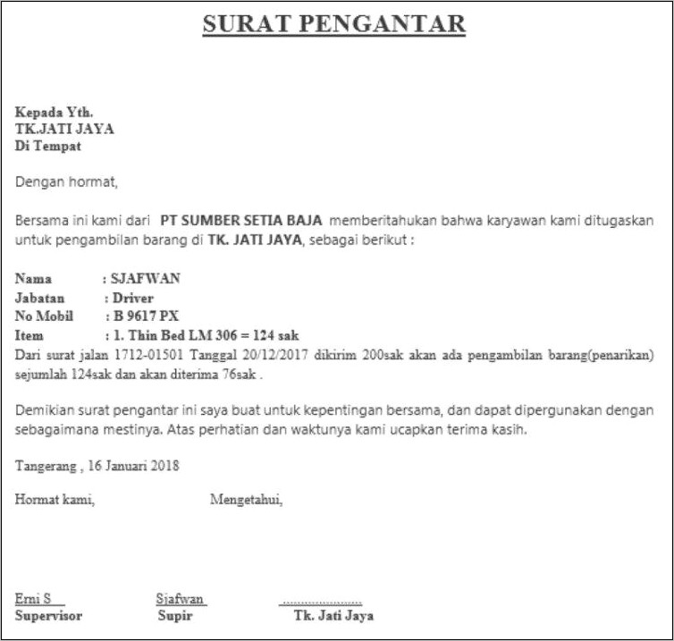 Contoh Surat Pengantar Permohonan Tas Ke Bank