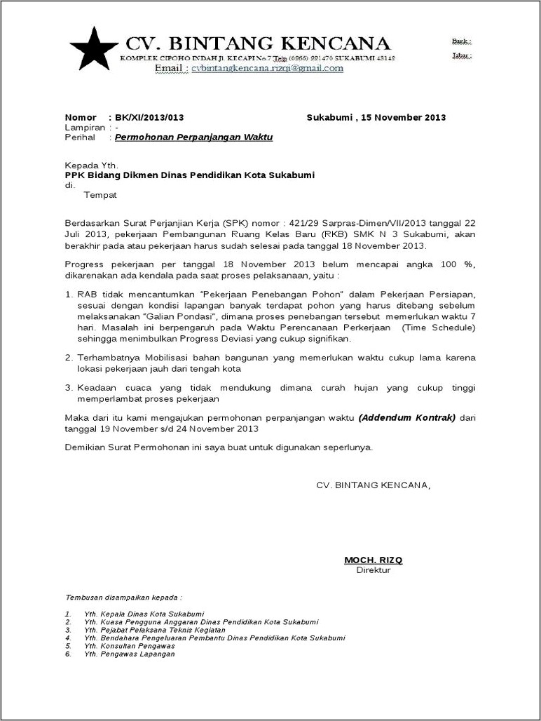 Contoh Surat Perjanjian Adendum