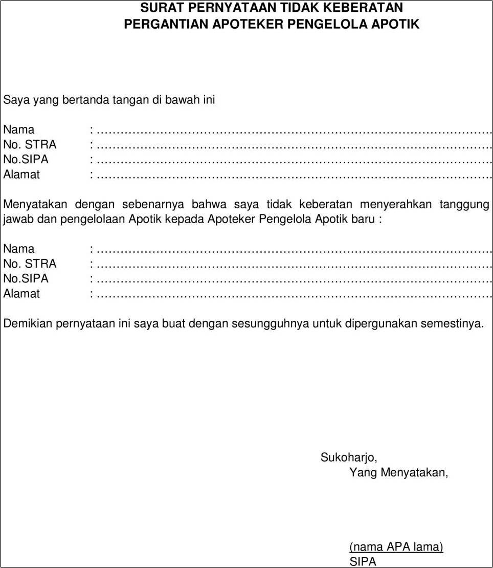 Contoh Surat Perjanjian Apotek